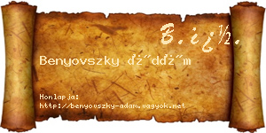 Benyovszky Ádám névjegykártya